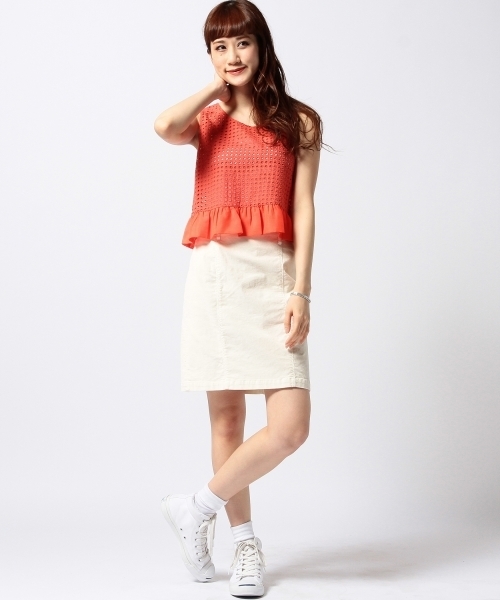 Another Edition（アナザーエディション）の「AE アイレットLACE PPLM NSL（シャツ/ブラウス・レディース・オフホワイト/レッド/ネイビー・フリー）」の7枚目の写真