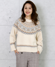 n'ee-ne | モヘアタッチ　ノルディック柄ニット(ニット/セーター)