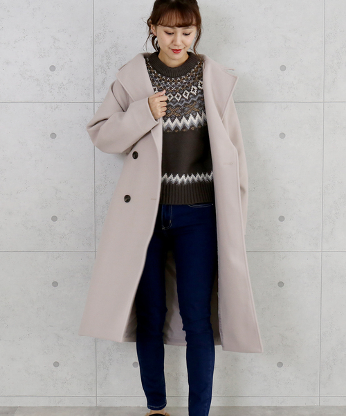 n'ee-ne（ネーネ）の「モヘアタッチ　ノルディック柄ニット（ニット/セーター・レディース・アイボリー/チャコールグレー/ベージュ/グレイッシュベージュ・FREE）」の8枚目の写真