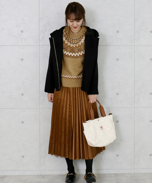 n'ee-ne（ネーネ）の「モヘアタッチ　ノルディック柄ニット（ニット/セーター・レディース・アイボリー/チャコールグレー/ベージュ/グレイッシュベージュ・FREE）」の13枚目の写真