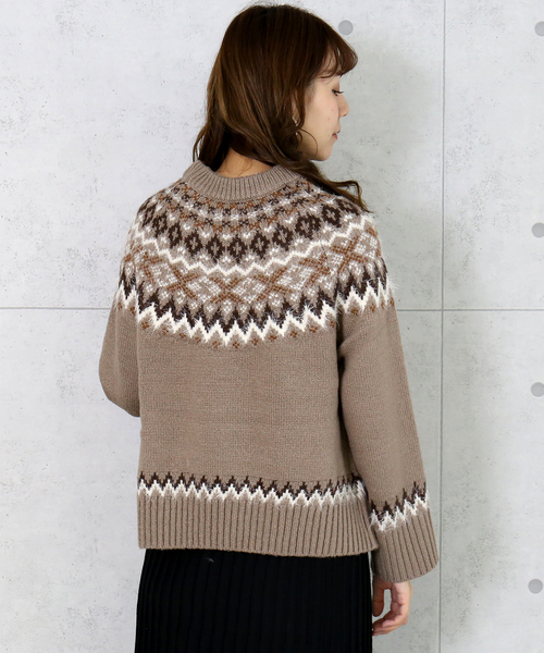 n'ee-ne（ネーネ）の「モヘアタッチ　ノルディック柄ニット（ニット/セーター・レディース・アイボリー/チャコールグレー/ベージュ/グレイッシュベージュ・FREE）」の11枚目の写真