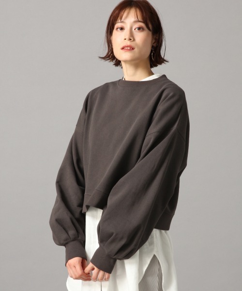 LOWRYS FARM（ローリーズファーム）の「ウラケクルーショートプルオーバー　873042（スウェット・レディース・オフホワイト/チャコールグレー/グリーン/ブルー・FREE）」の2枚目の写真