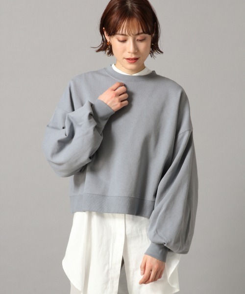 LOWRYS FARM（ローリーズファーム）の「ウラケクルーショートプルオーバー　873042（スウェット・レディース・オフホワイト/チャコールグレー/グリーン/ブルー・FREE）」の4枚目の写真