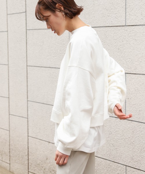 LOWRYS FARM（ローリーズファーム）の「ウラケクルーショートプルオーバー　873042（スウェット・レディース・オフホワイト/チャコールグレー/グリーン/ブルー・FREE）」の16枚目の写真