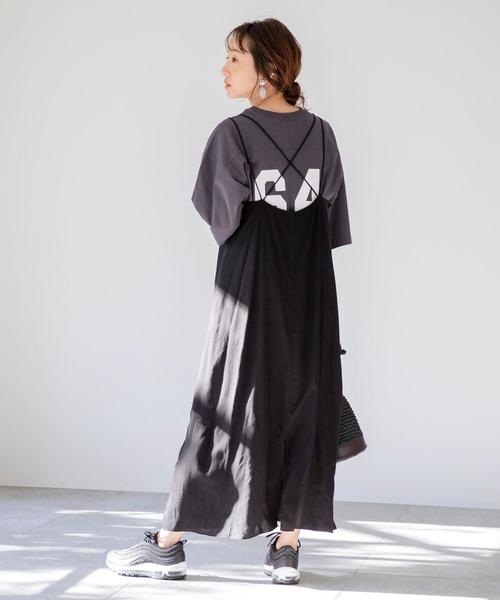 coen（コーエン）の「【WEB限定カラー】レーヨンキャミワンピース（ワンピース・レディース・グリーン/ドット/ブラック/ベージュ・FREE）」の2枚目の写真