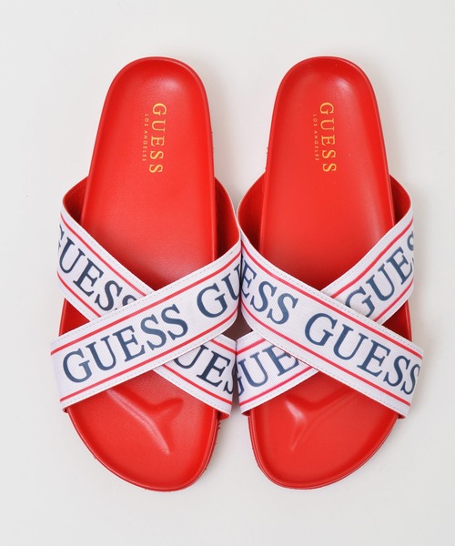 Guess サンダル （24SS】フラット ダブルベルトサンダル （ブラック 