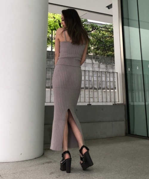 ENVYM（アンビー）の「リブＫＮＩＴタイトＳＫ（スカート・レディース・ブラック/ベージュ/グレー・FREE）」の6枚目の写真