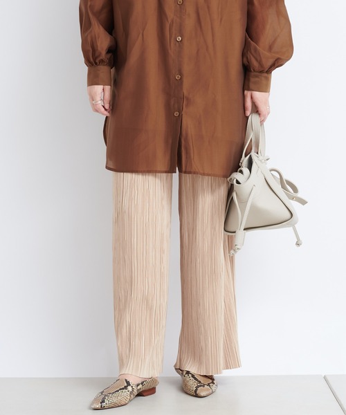 DouDou（ドゥドゥ）の「【新色追加】ランダムプリーツワイドパンツ（その他パンツ・レディース・チャコールグレー/ブラウン/ベージュ/ブラック/ライトグレー・FREE）」の5枚目の写真