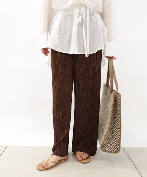 DouDou（ドゥドゥ）の「【新色追加】ランダムプリーツワイドパンツ（その他パンツ・レディース・チャコールグレー/ブラウン/ベージュ/ブラック/ライトグレー・FREE）」の18枚目の写真