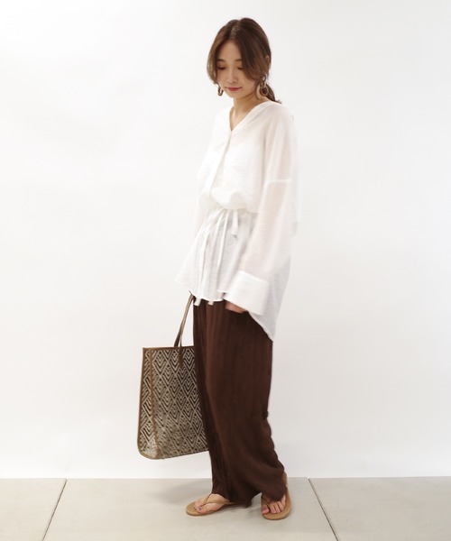 DouDou（ドゥドゥ）の「【新色追加】ランダムプリーツワイドパンツ（その他パンツ・レディース・チャコールグレー/ブラウン/ベージュ/ブラック/ライトグレー・FREE）」の20枚目の写真