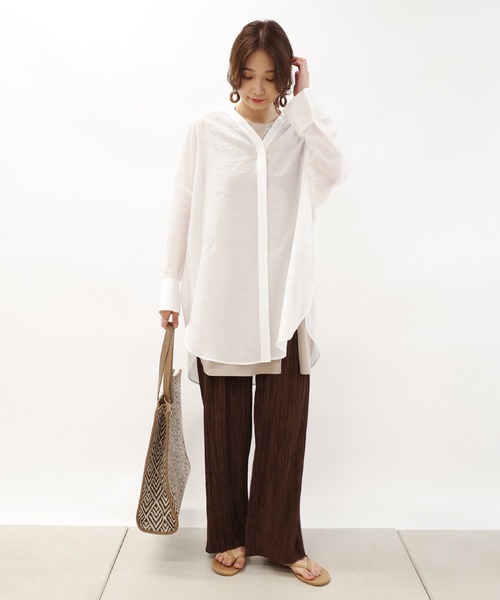 DouDou（ドゥドゥ）の「【新色追加】ランダムプリーツワイドパンツ（その他パンツ・レディース・チャコールグレー/ブラウン/ベージュ/ブラック/ライトグレー・FREE）」の7枚目の写真