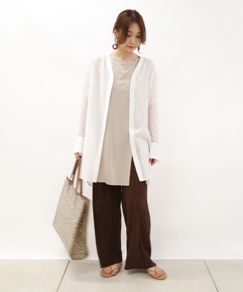 DouDou（ドゥドゥ）の「【新色追加】ランダムプリーツワイドパンツ（その他パンツ・レディース・チャコールグレー/ブラウン/ベージュ/ブラック/ライトグレー・FREE）」の9枚目の写真