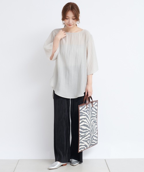 DouDou（ドゥドゥ）の「【新色追加】ランダムプリーツワイドパンツ（その他パンツ・レディース・チャコールグレー/ブラウン/ベージュ/ブラック/ライトグレー・FREE）」の22枚目の写真