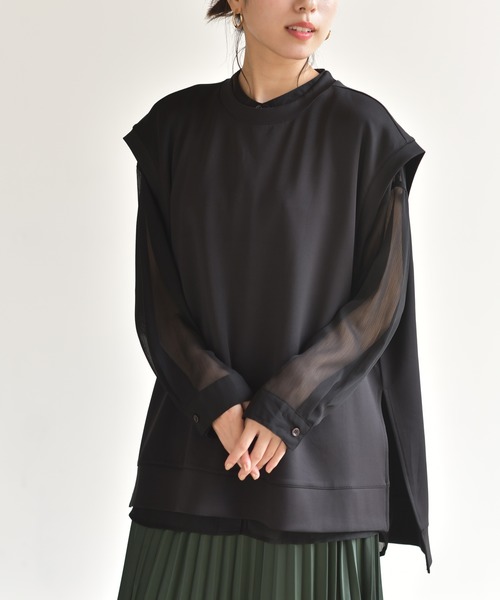 rps（アールピーエス）の「ダンボールフレンチスリーブプルオーバー（その他トップス・レディース・アイボリー/ブラック/モカ・M）」の3枚目の写真