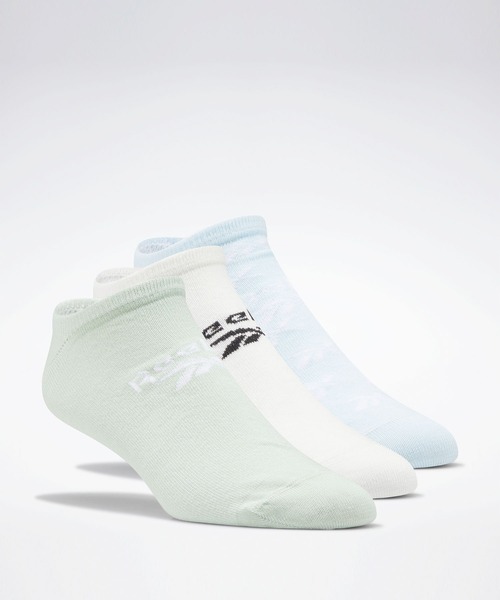 Reebok（リーボック）の「クラシックス インビジブル ソックス 3足組 / Classics Invisible Socks 3 Pairs（ソックス/靴下・メンズ・ブラック/ホワイト×ブルー/ホワイト×グレー/ピンク/ペールイエロー/アイボリー/マルチ/ホワイト×ライトピンク/ホワイト×グリーン・SMALL/MEDIUM/LARGE/X-LARGE）」の3枚目の写真