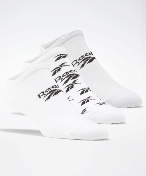 Reebok（リーボック）の「クラシックス インビジブル ソックス 3足組 / Classics Invisible Socks 3 Pairs（ソックス/靴下・メンズ・ブラック/ホワイト×ブルー/ホワイト×グレー/ピンク/ペールイエロー/アイボリー/マルチ/ホワイト×ライトピンク/ホワイト×グリーン・SMALL/MEDIUM/LARGE/X-LARGE）」の4枚目の写真