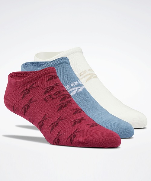 Reebok（リーボック）の「クラシックス インビジブル ソックス 3足組 / Classics Invisible Socks 3 Pairs（ソックス/靴下・メンズ・ブラック/ホワイト×ブルー/ホワイト×グレー/ピンク/ペールイエロー/アイボリー/マルチ/ホワイト×ライトピンク/ホワイト×グリーン・SMALL/MEDIUM/LARGE/X-LARGE）」の2枚目の写真
