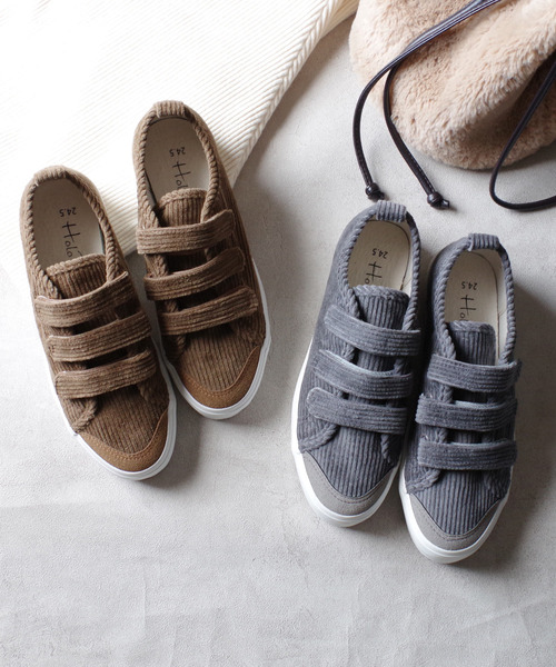 AmiAmi（アミアミ）の「厚底ベルクロコーデュロイスニーカー（スニーカー・レディース・ブラック/グレー/キャメル・22.5cm/23cm/23.5cm/24cm/24.5cm）」の12枚目の写真