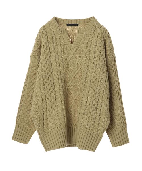 セール】キーネックケーブルニットプルオーバー ＊○（ニット/セーター