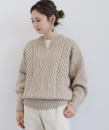 AMERICAN HOLIC | キーネックケーブルニットプルオーバー　＊●(ニット/セーター)