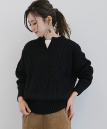 キーネックケーブルニットプルオーバー *●