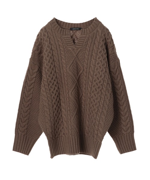 AMERICAN HOLIC（アメリカンホリック）の「キーネックケーブルニットプルオーバー　＊●（ニット/セーター・レディース・ライトグレー/ブラック/アイボリー/モカ/ライトイエロー・MEDIUM/LARGE）」の14枚目の写真