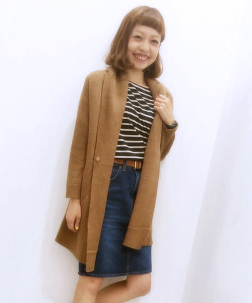 DISCOAT（ディスコート）の「【Discoat】Wフェイスショールカーディガン（カーディガン/ボレロ・レディース・オフホワイト/キャメル/ネイビー・ﾌﾘ-）」の3枚目の写真