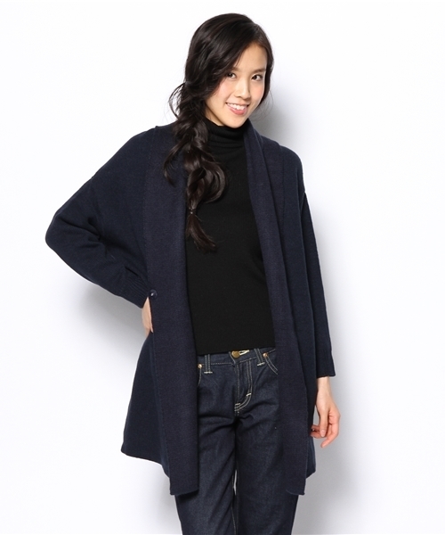 DISCOAT（ディスコート）の「【Discoat】Wフェイスショールカーディガン（カーディガン/ボレロ・レディース・オフホワイト/キャメル/ネイビー・ﾌﾘ-）」の2枚目の写真