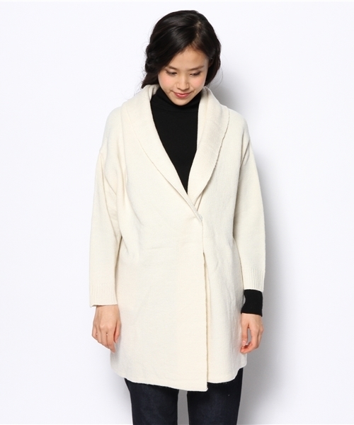DISCOAT（ディスコート）の「【Discoat】Wフェイスショールカーディガン（カーディガン/ボレロ・レディース・オフホワイト/キャメル/ネイビー・ﾌﾘ-）」の4枚目の写真