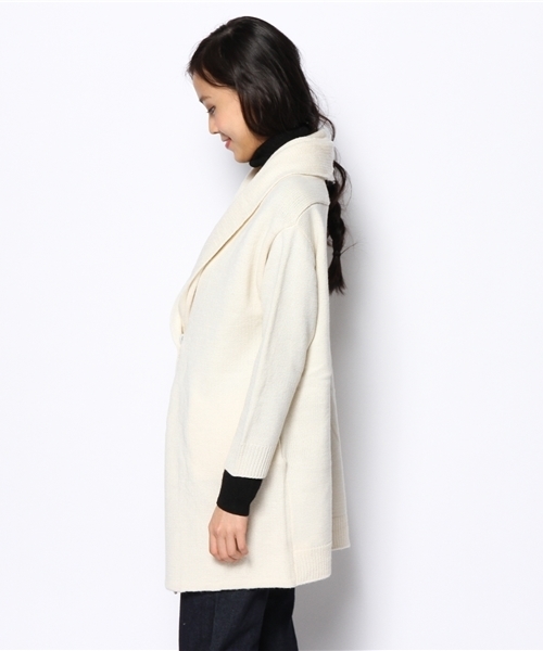 DISCOAT（ディスコート）の「【Discoat】Wフェイスショールカーディガン（カーディガン/ボレロ・レディース・オフホワイト/キャメル/ネイビー・ﾌﾘ-）」の5枚目の写真