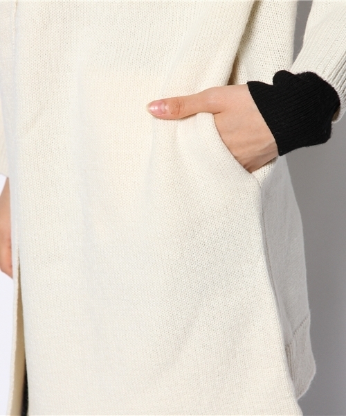 DISCOAT（ディスコート）の「【Discoat】Wフェイスショールカーディガン（カーディガン/ボレロ・レディース・オフホワイト/キャメル/ネイビー・ﾌﾘ-）」の10枚目の写真