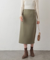 natural couture | ダブルジップダンボールニットきれいめスカート(スカート)