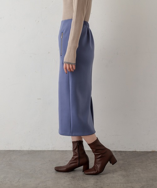 natural couture(ナチュラルクチュール)の「ダブルジップダンボールニットきれいめスカート(スカート・レディース・ブラック/ベージュ/グレイッシュベージュ/カーキ/ブルー・FREE)」の22枚目の写真