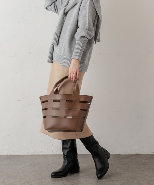 natural couture(ナチュラルクチュール)の「ダブルジップダンボールニットきれいめスカート(スカート・レディース・ブラック/ベージュ/グレイッシュベージュ/カーキ/ブルー・FREE)」の10枚目の写真