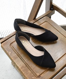 ポインテッドトゥサイドオープンゴールドプレートヒール