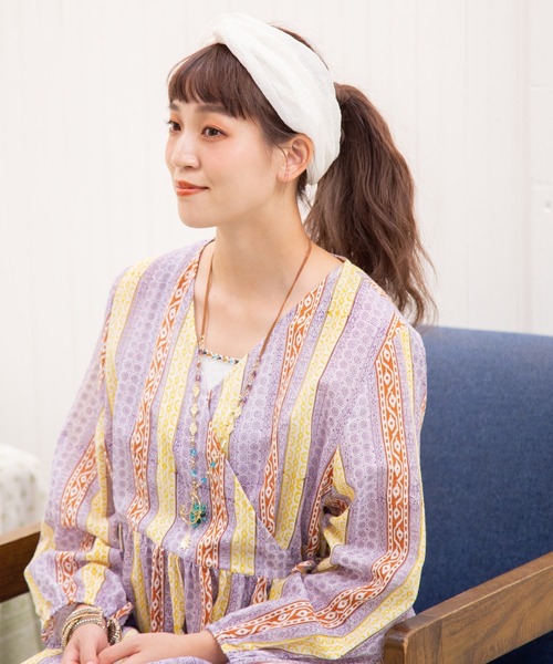 チャイハネ（チャイハネ）の「【チャイハネ】クロスヘアバンド（ヘアバンド・レディース・ベージュ/ブラウン/ネイビー/ホワイト/チャコール・FREE）」の14枚目の写真