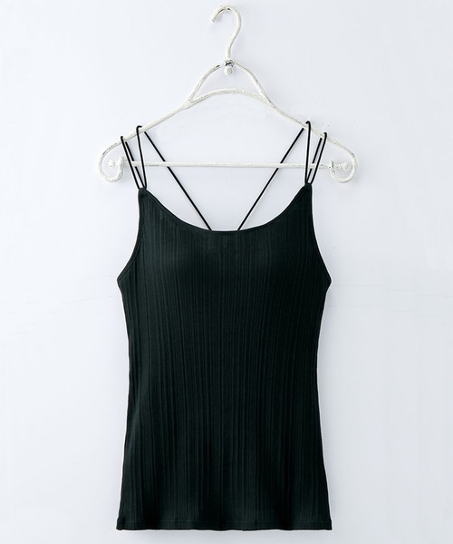 Lingerie by GeeRA(ランジェリーバイジーラ)の「カップ付ランダムリブバッククロスキャミソール(キャミソール・レディース・ブラック/ブルーグリーン/オフホワイト/イエロー/スモークピンク・X-LARGE/LARGE/MEDIUM)」の22枚目の写真