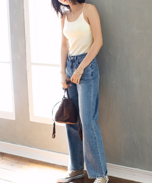 Lingerie by GeeRA(ランジェリーバイジーラ)の「カップ付ランダムリブバッククロスキャミソール(キャミソール・レディース・ブラック/ブルーグリーン/オフホワイト/イエロー/スモークピンク・X-LARGE/LARGE/MEDIUM)」の17枚目の写真