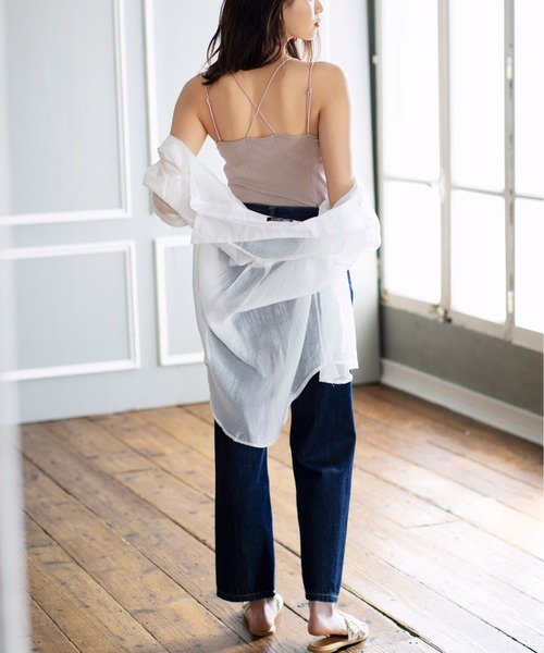 Lingerie by GeeRA(ランジェリーバイジーラ)の「カップ付ランダムリブバッククロスキャミソール(キャミソール・レディース・ブラック/ブルーグリーン/オフホワイト/イエロー/スモークピンク・X-LARGE/LARGE/MEDIUM)」の19枚目の写真