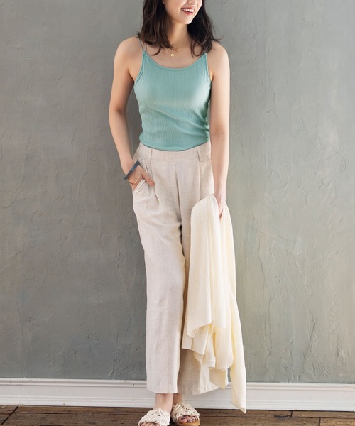 Lingerie by GeeRA(ランジェリーバイジーラ)の「カップ付ランダムリブバッククロスキャミソール(キャミソール・レディース・ブラック/ブルーグリーン/オフホワイト/イエロー/スモークピンク・X-LARGE/LARGE/MEDIUM)」の18枚目の写真