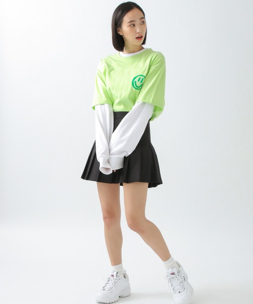 ISTKUNST（イストクンスト）の「ISTKUNST／LOGO&SMILEY TEE 2940864（Tシャツ/カットソー・レディース・ホワイト/ダークラベンダー/ライトイエロー/オレンジ/ブラック/ライトグレー/ライトブルー/ネイビー/ライトグリーン/パープル/ピンク・SMALL/MEDIUM/LARGE）」の13枚目の写真