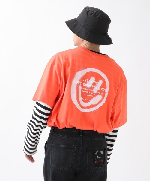 ISTKUNST（イストクンスト）の「ISTKUNST／LOGO&SMILEY TEE 2940864（Tシャツ/カットソー・レディース・ホワイト/ダークラベンダー/ライトイエロー/オレンジ/ブラック/ライトグレー/ライトブルー/ネイビー/ライトグリーン/パープル/ピンク・SMALL/MEDIUM/LARGE）」の14枚目の写真