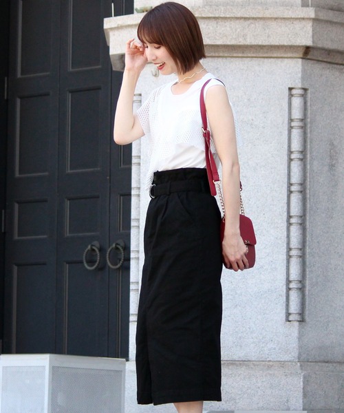 ElegChic(エレグシック)の「ボタンベルト タイト スカート (スカート・レディース・カーキ/ブラック/ベージュ・L/M)」の5枚目の写真