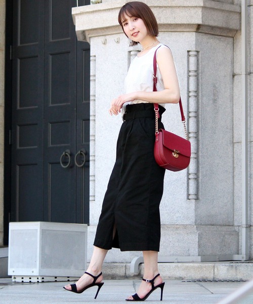 ElegChic(エレグシック)の「ボタンベルト タイト スカート (スカート・レディース・カーキ/ブラック/ベージュ・L/M)」の7枚目の写真