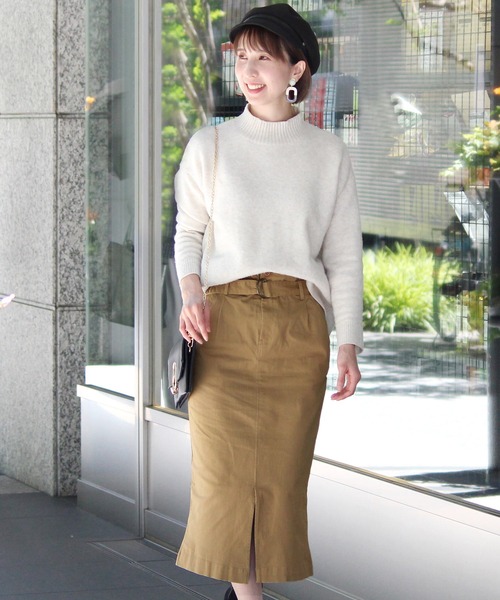 ElegChic(エレグシック)の「ボタンベルト タイト スカート (スカート・レディース・カーキ/ブラック/ベージュ・L/M)」の10枚目の写真