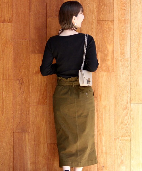 ElegChic(エレグシック)の「ボタンベルト タイト スカート (スカート・レディース・カーキ/ブラック/ベージュ・L/M)」の18枚目の写真