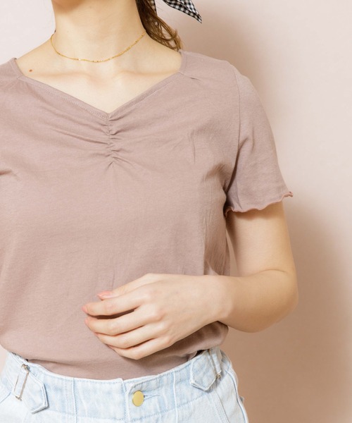 flower（フラワー）の「ギャザーフリルTシャツ（Tシャツ/カットソー・レディース・ホワイト/ブラウン/カーキ・FREE）」の18枚目の写真