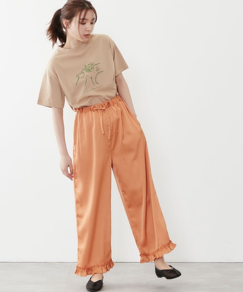 POU DOU DOU(プードゥドゥ)の「サテン裾フリルイージーパンツ(その他パンツ・レディース・カーキ/オレンジ/ブルー・3)」の12枚目の写真