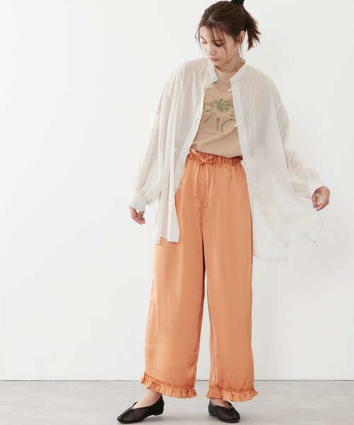 POU DOU DOU(プードゥドゥ)の「サテン裾フリルイージーパンツ(その他パンツ・レディース・カーキ/オレンジ/ブルー・3)」の15枚目の写真