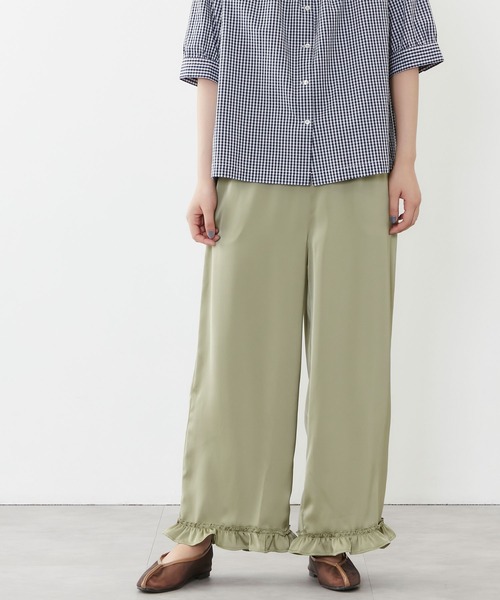 POU DOU DOU(プードゥドゥ)の「サテン裾フリルイージーパンツ(その他パンツ・レディース・カーキ/オレンジ/ブルー・3)」の18枚目の写真
